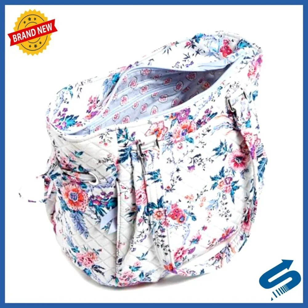Cotton Satchel Purse with Adjustable Drawstring and Multiple Pockets